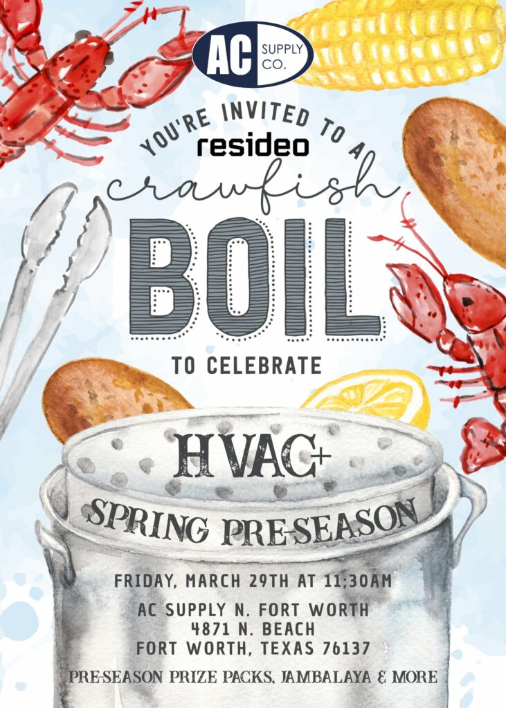 Hey everyone, just wanted to pass along the invitation to the AC Supply Spring Pre-Season Crawfish Boil! It sounds like a great time and I hope to see you there. Let me know if you need any additional details or if you plan on attending.