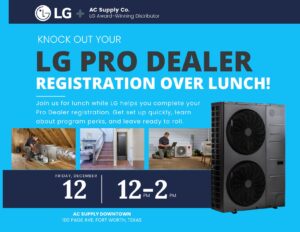 LG Pro Dealer Registration Lunch | AC Supply Downtown – Dec 12, 2025