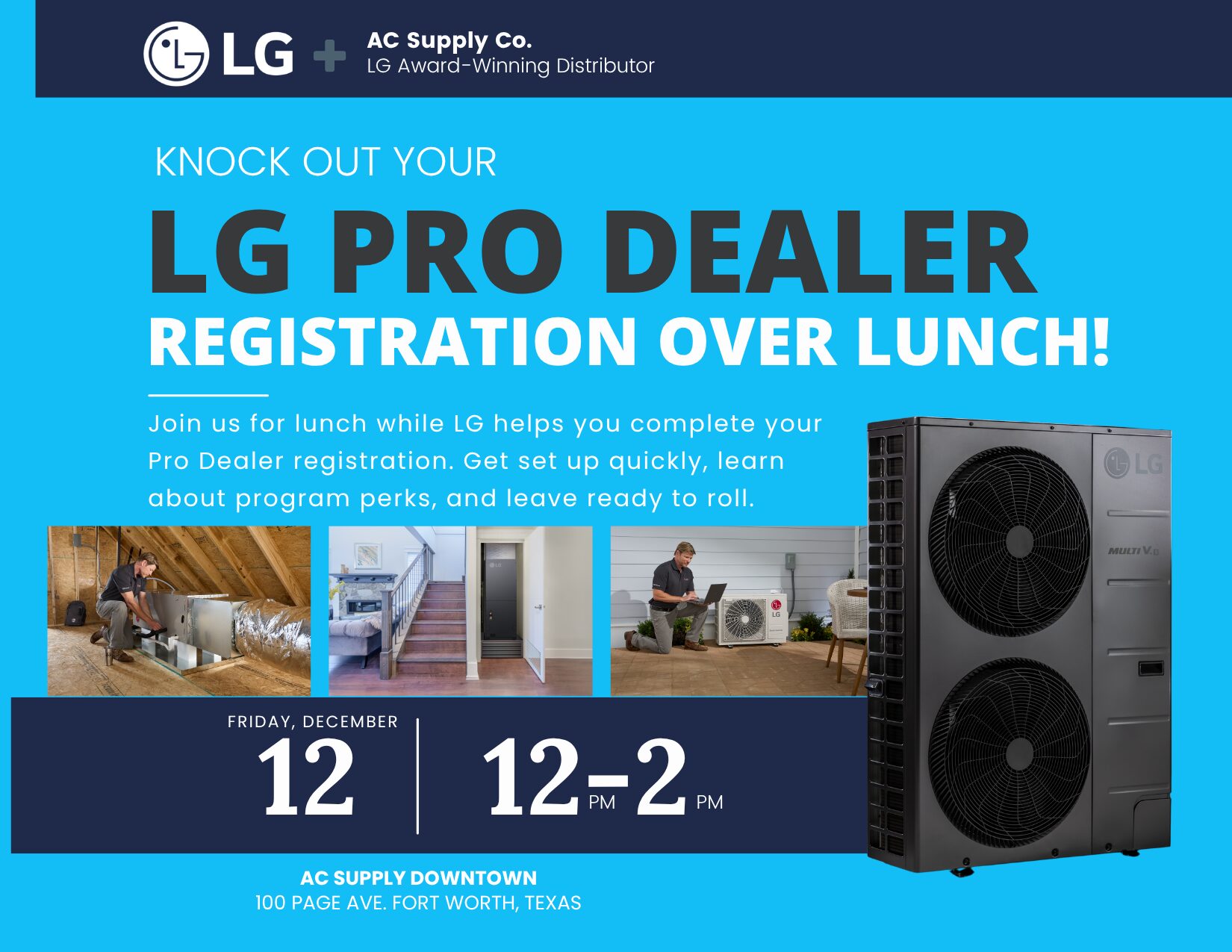 LG Pro Dealer Registration Lunch | AC Supply Downtown – Dec 12, 2025